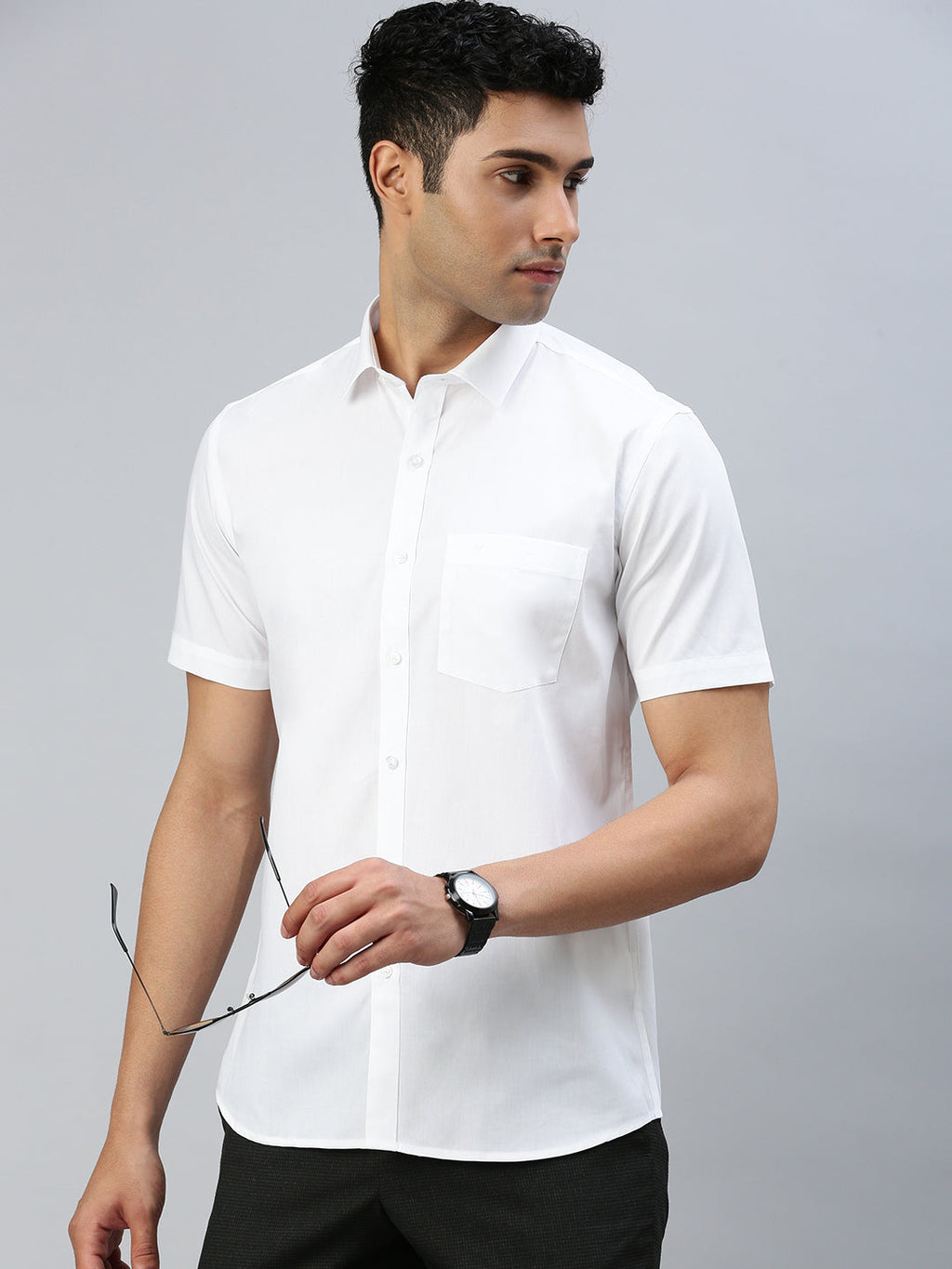 Men 100% Cotton White & Black Half Sleeves Shirt Combo (2 Pcs Pack)