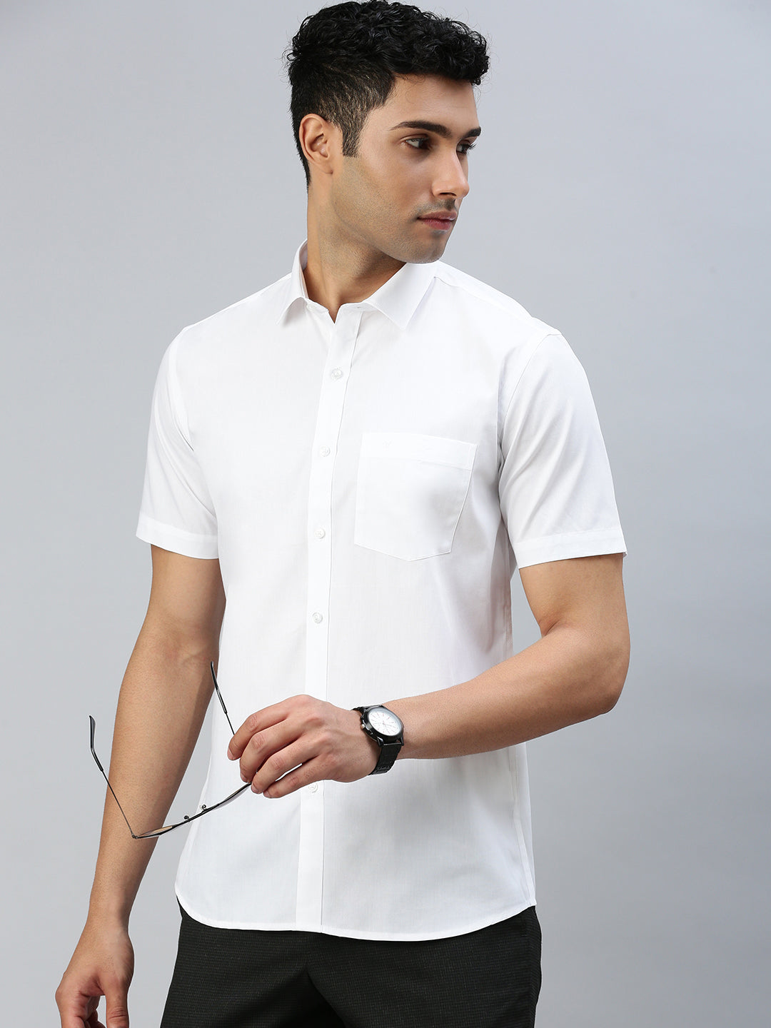 Men 100% Cotton White & Black Half Sleeves Shirt Combo (2 Pcs Pack)