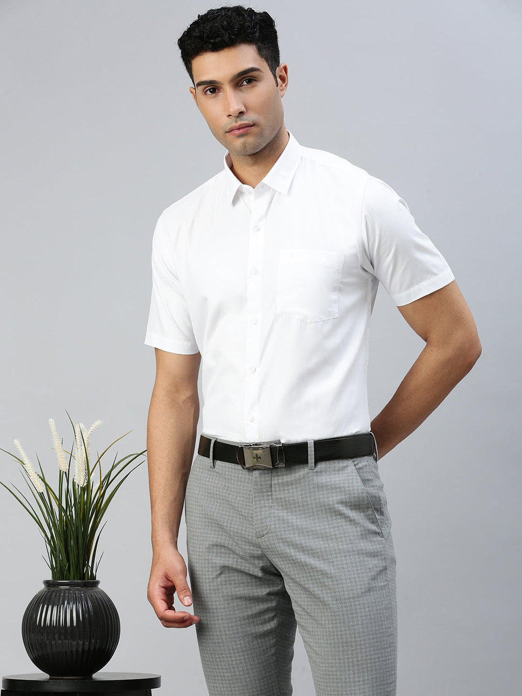 Men Cotton Rich White Half Sleeves Formal Shirt (2 Pcs Pack)