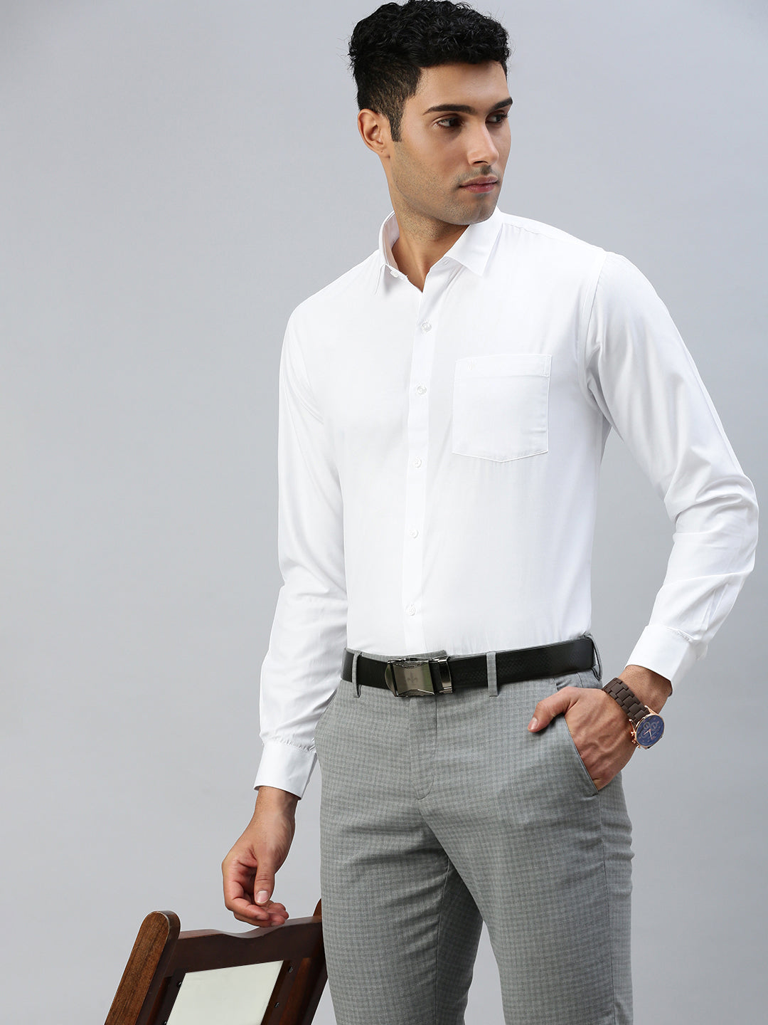 Men Cotton Rich White Full Sleeves Shirt Wewin (2 Pcs Pack)