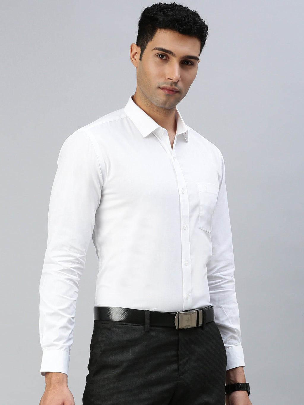 Men 100% Cotton White Full Sleeves Shirt Winner (2 Pcs Pack)