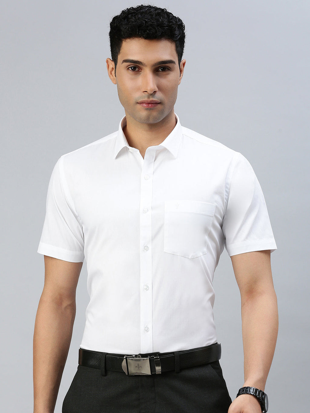Men 100% Cotton White Half Sleeves Shirt Winner (2 Pcs Pack)