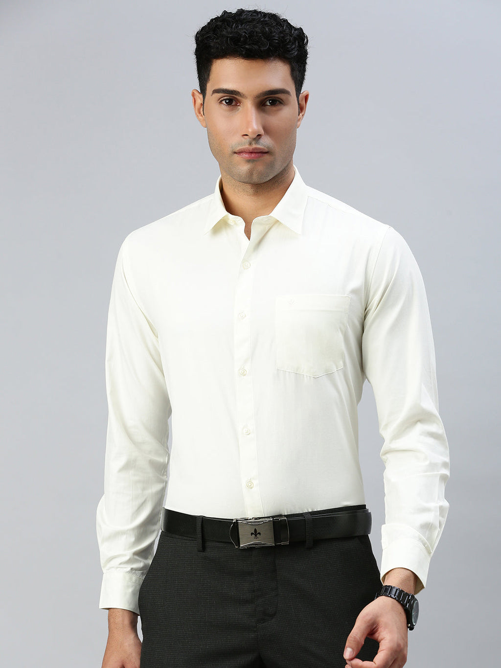 Men Cotton Rich Cream Full Sleeves Shirt Combo (2 Pcs Pack)