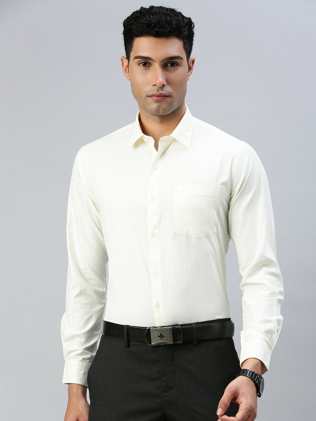 Men Cotton Rich Cream Full Sleeves Shirt Combo (2 Pcs Pack)