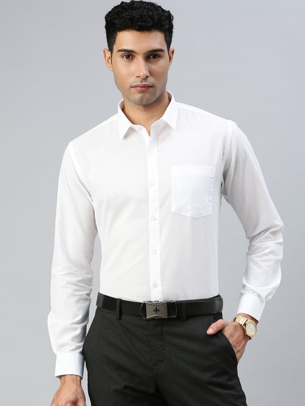 Men Cotton Rich White & Cream Full Sleeves Shirt Combo (2 Pcs Pack)