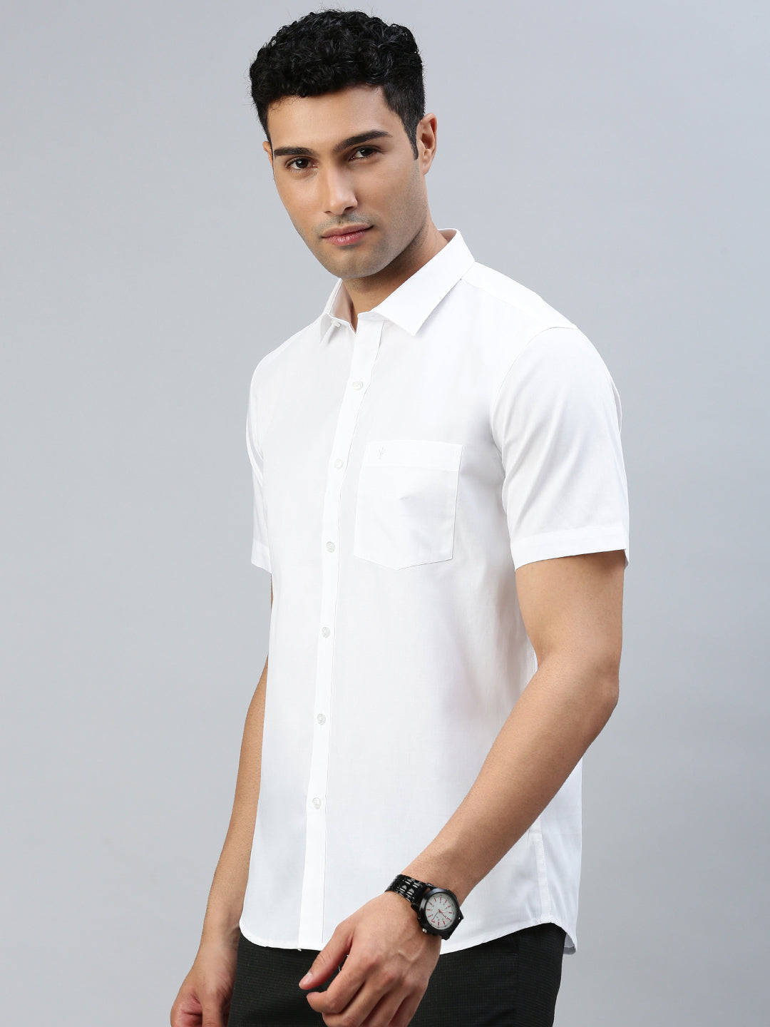 Men 100% Cotton White & Black Half Sleeves Shirt Combo (2 Pcs Pack)