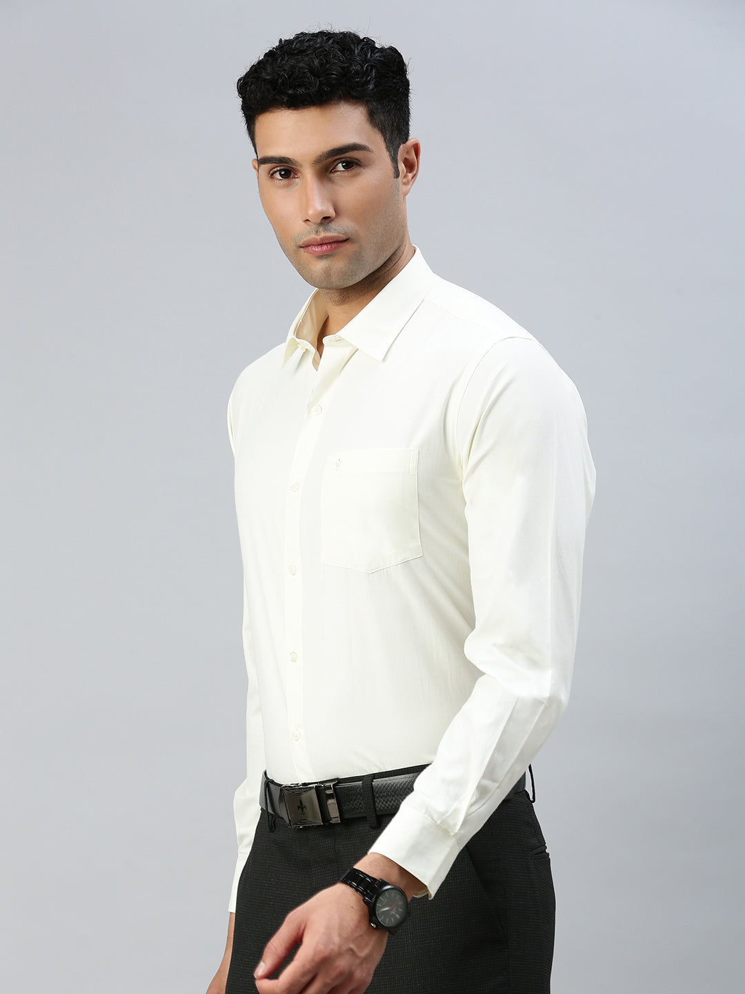 Men Cotton Rich Cream Full Sleeves Shirt Combo (2 Pcs Pack)