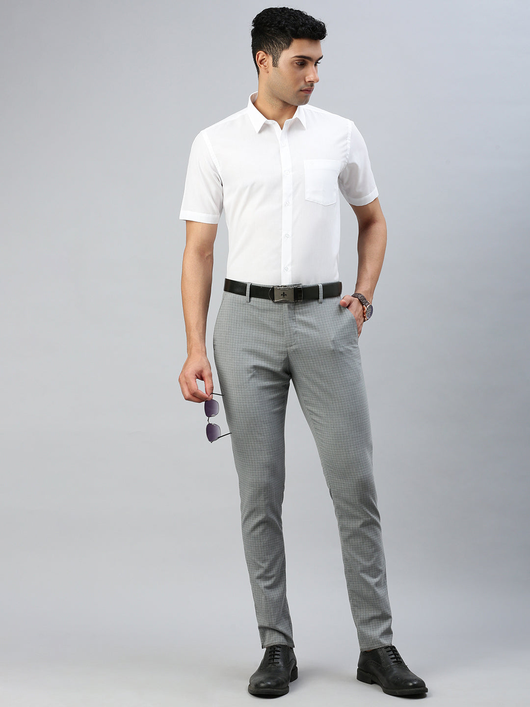 Men Cotton Rich White & Cream Half Sleeves Shirt Combo (2 Pcs Pack)