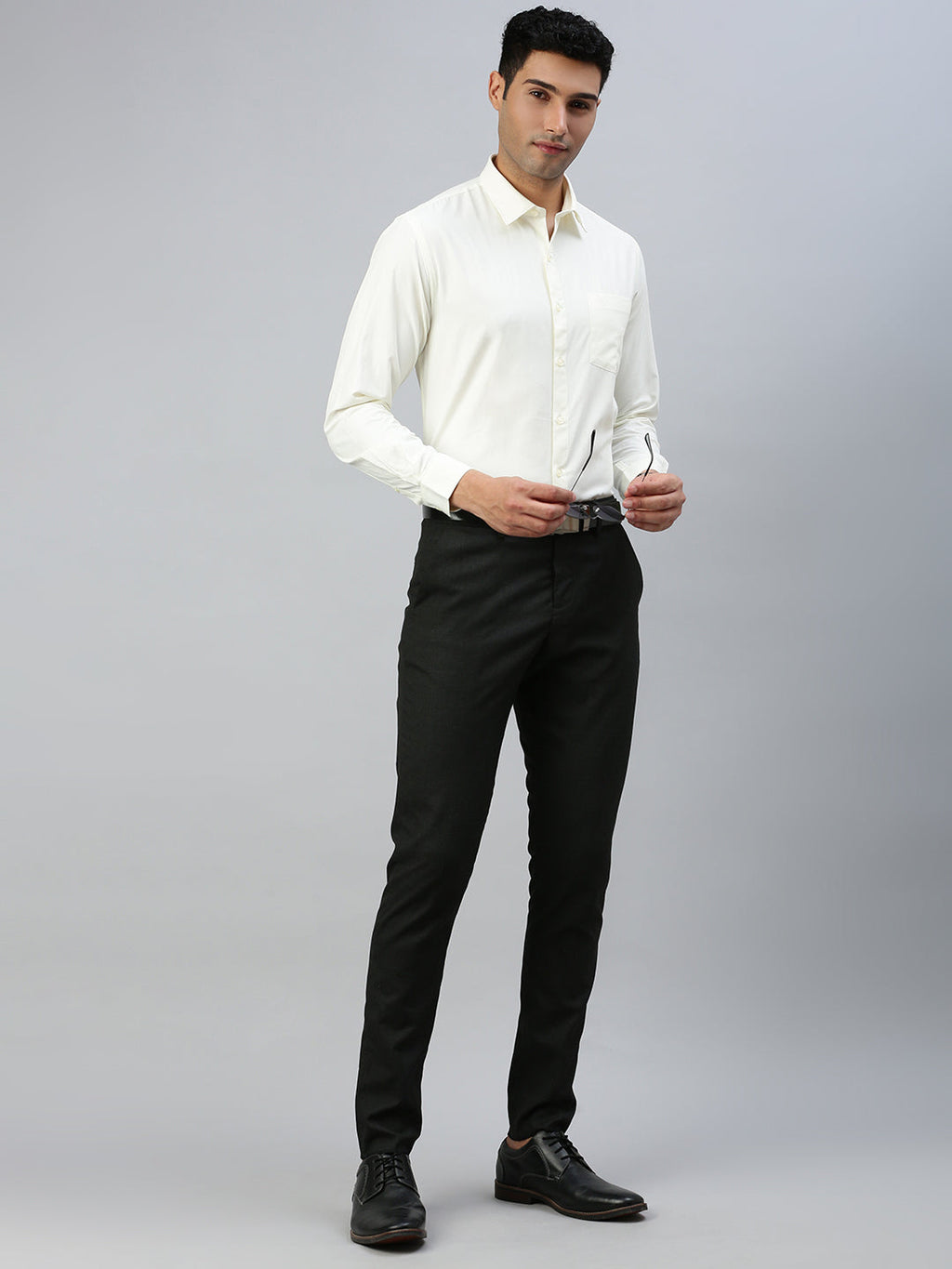 Men Cotton Rich White & Cream Full Sleeves Shirt Combo (2 Pcs Pack)