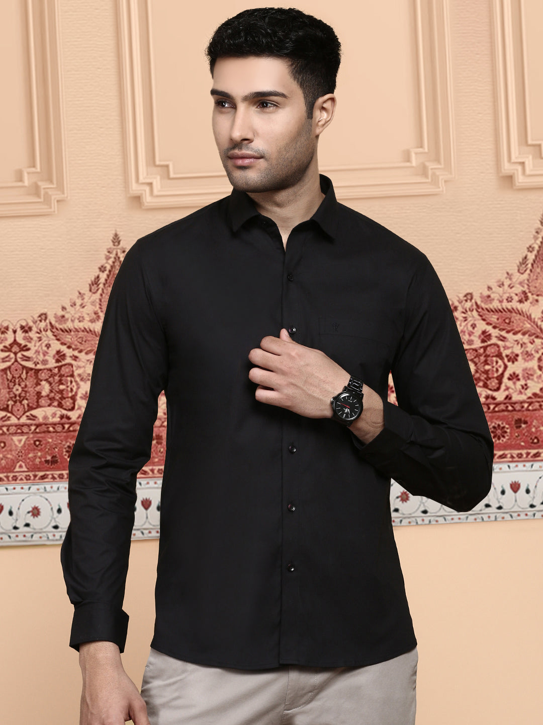 Men 100% Cotton Black Full Sleeves Shirt Combo (2 Pcs Pack)