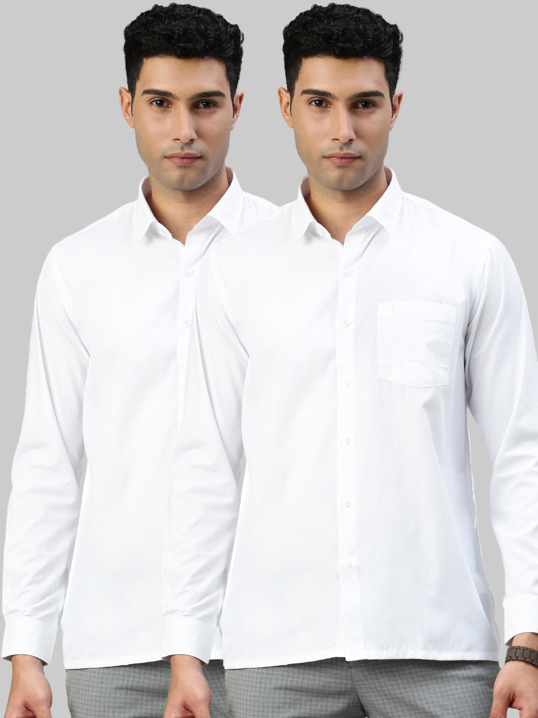 Men Cotton Rich White Full Sleeves Shirt Wewin (2 Pcs Pack)